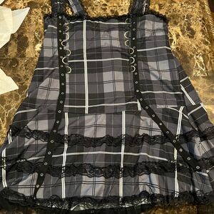 Women's Grey Black Plaid Dress